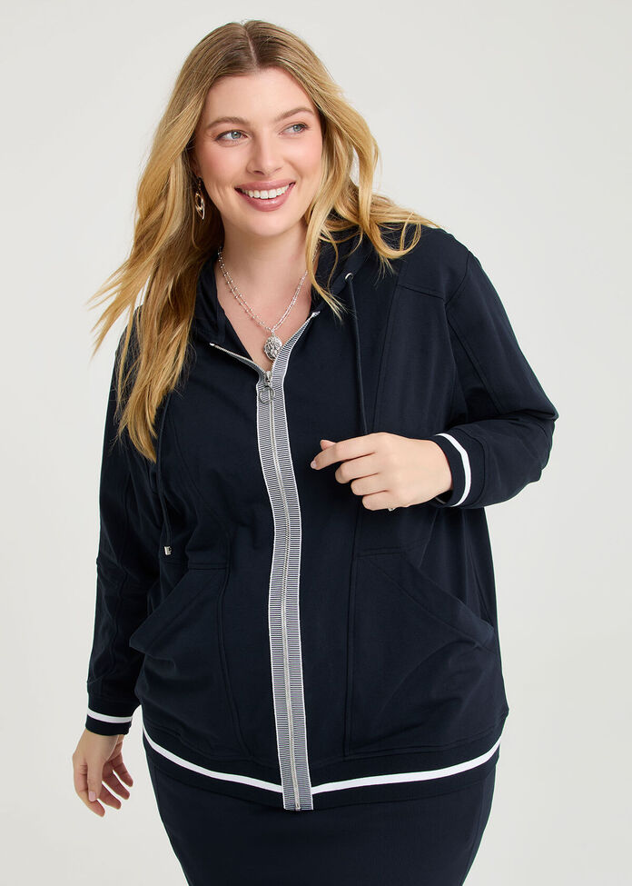 Tipping Trim Zip Thru Hoodie, , hi-res