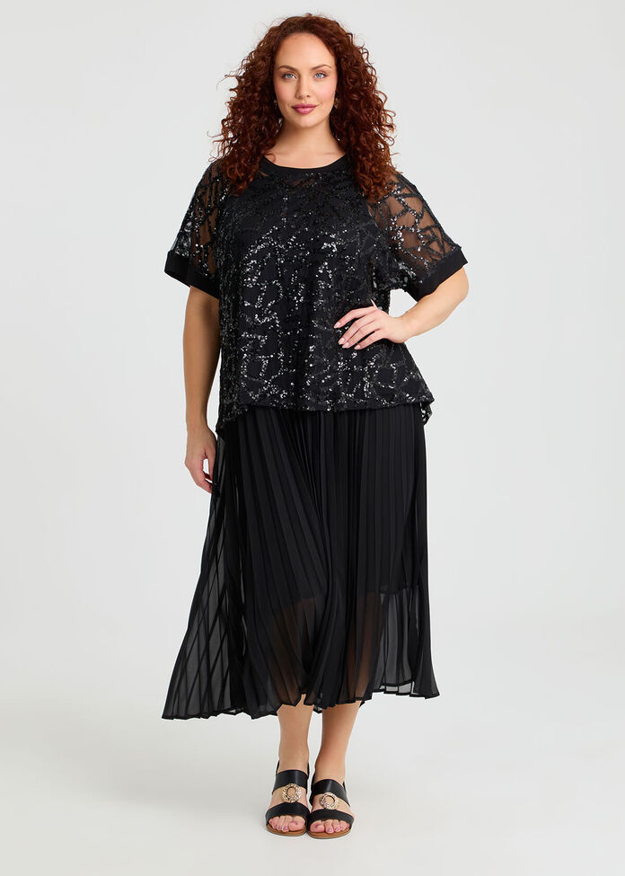 Pleated Paradise Midi Dress, , hi-res