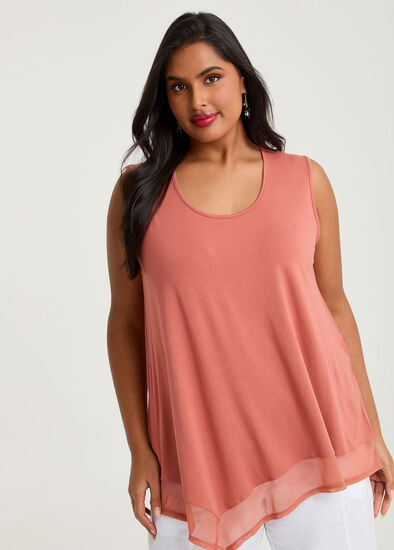 Plus Size Ruffle Hem Natural Tank