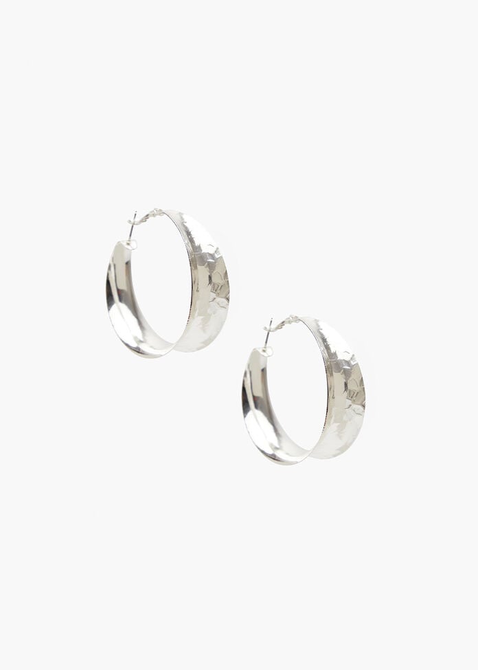 Large Shiny Metal Hoops, , hi-res