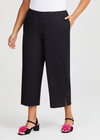Plus Size Stretch Linen Calliope Crop Pant
