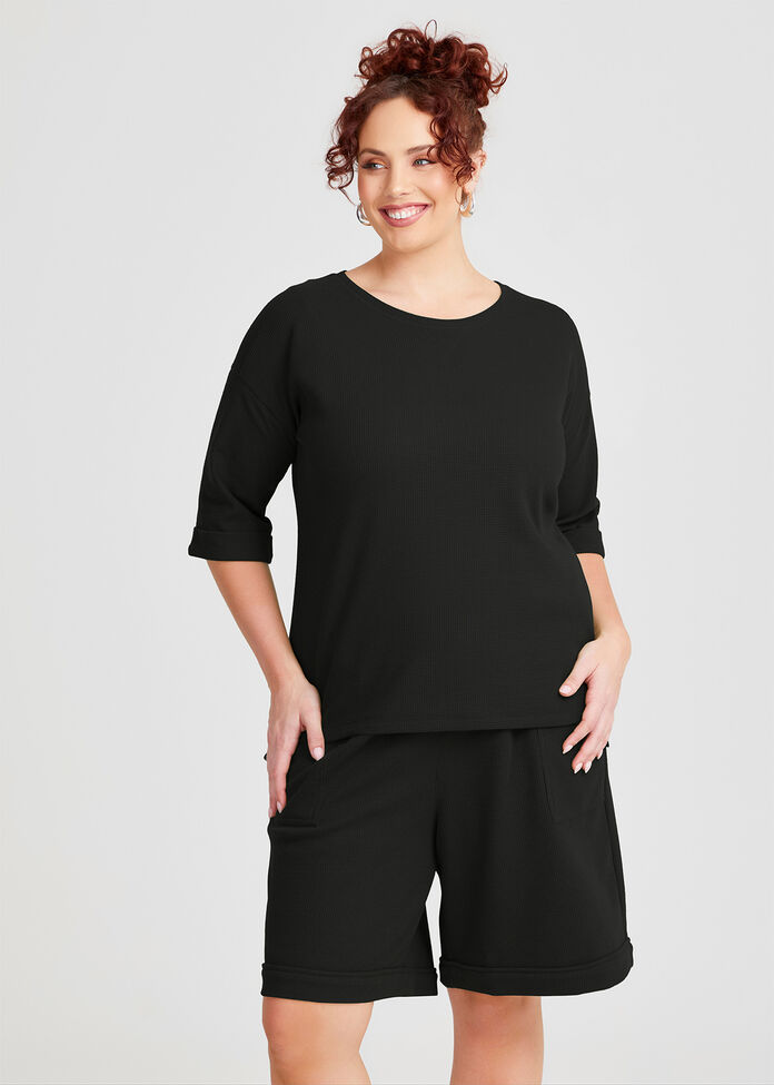 Waffle Crew Neck Top, , hi-res