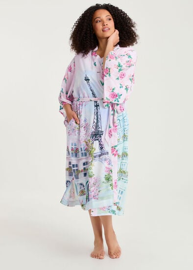 Plus Size Natural Eiffel Blossom Kimono