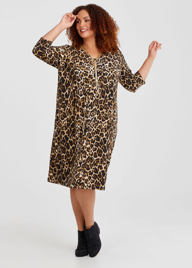 Plus Size Ade Leopard 3/4 Sleeve Dress