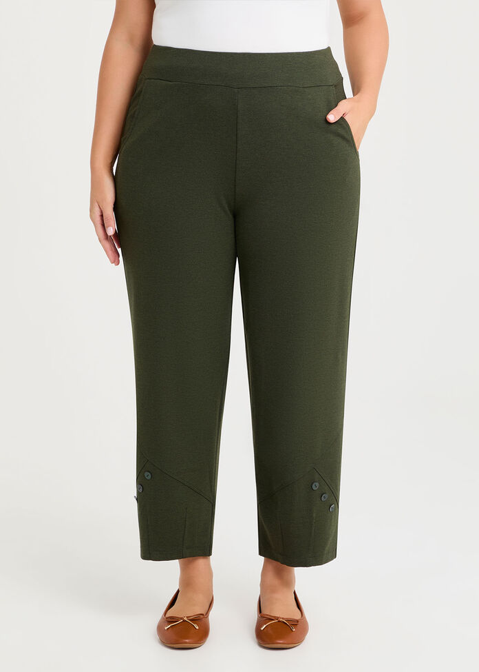 Button Detail Bamboo Ponte Pant, , hi-res