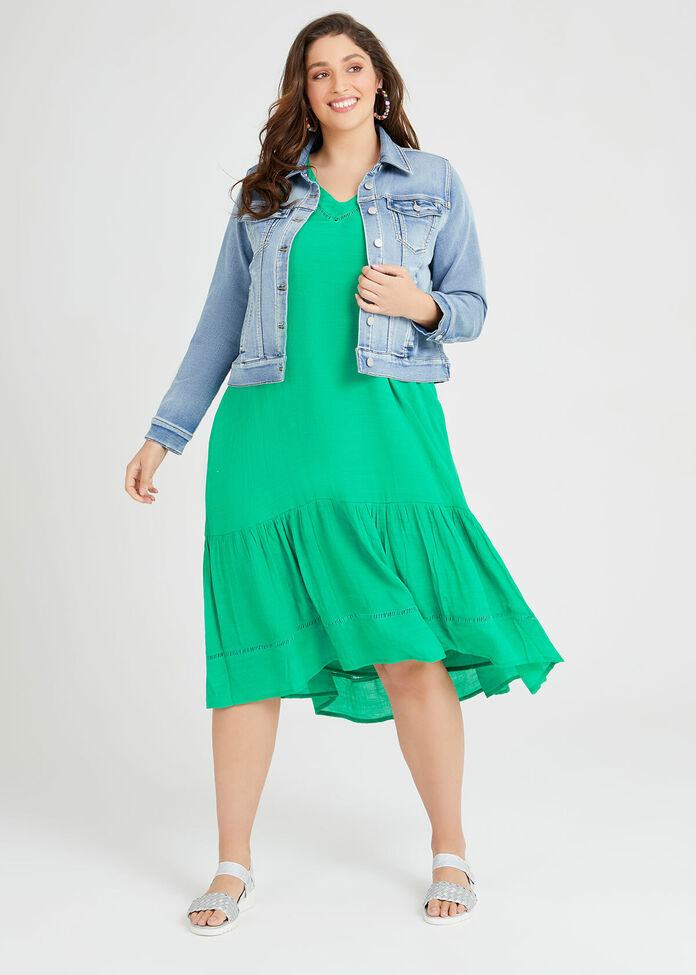 Shop Plus Size Natural Amazon Tiered Dress, Green | Taking Shape AU