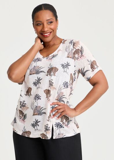Plus Size Slub Animal Glam Top