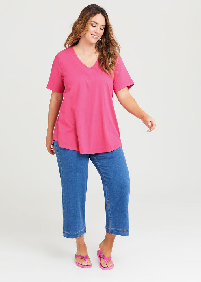 Organic V-neck Swing Basic Tee, , hi-res
