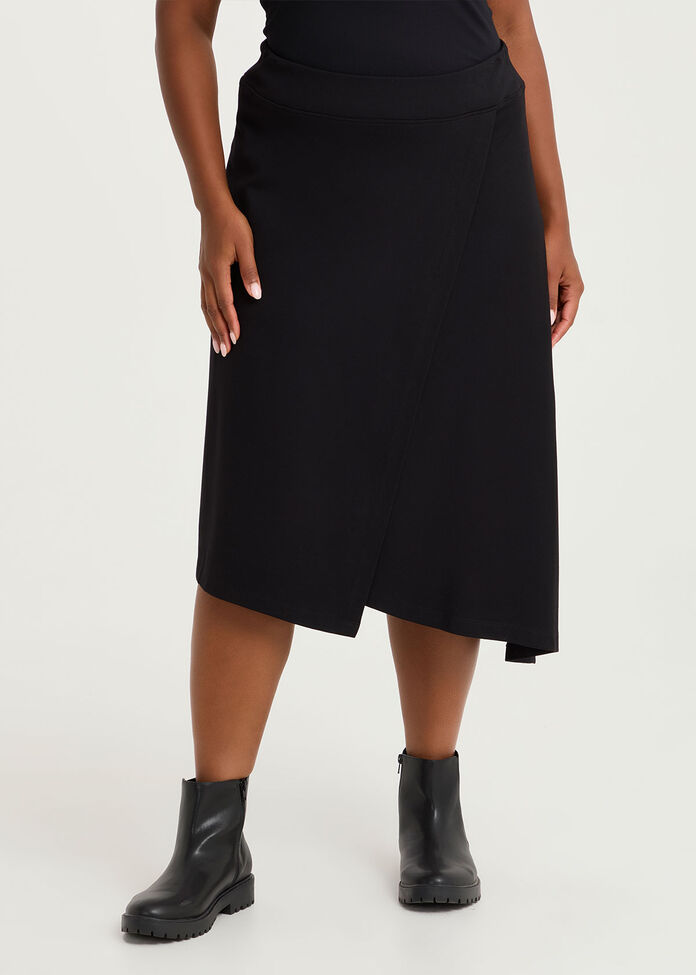 Wrap Bamboo Ponte Boot Skirt, , hi-res