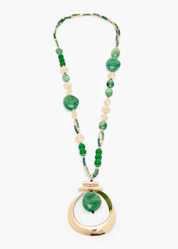 Beaded Gong Necklace, , hi-res