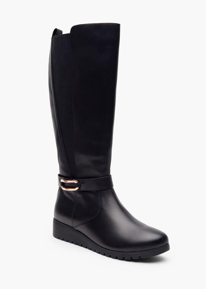 Leather Wedge Knee High Boot, , hi-res