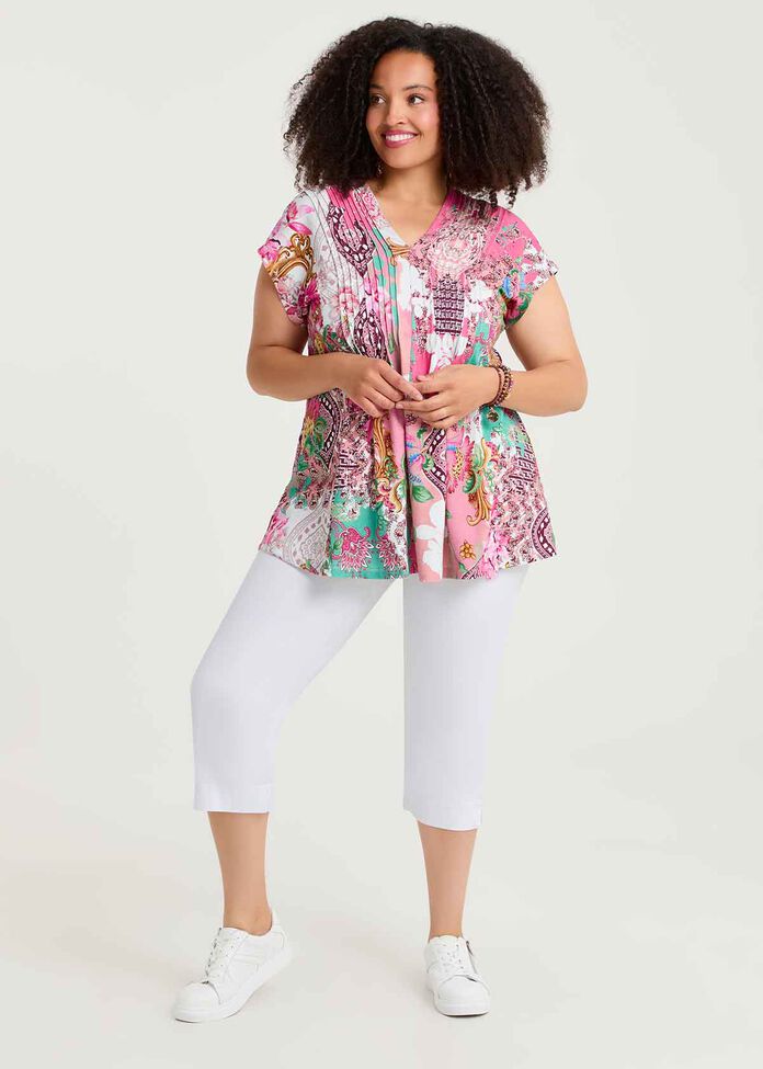 Flora Pintuck Cotton Slub Top, , hi-res