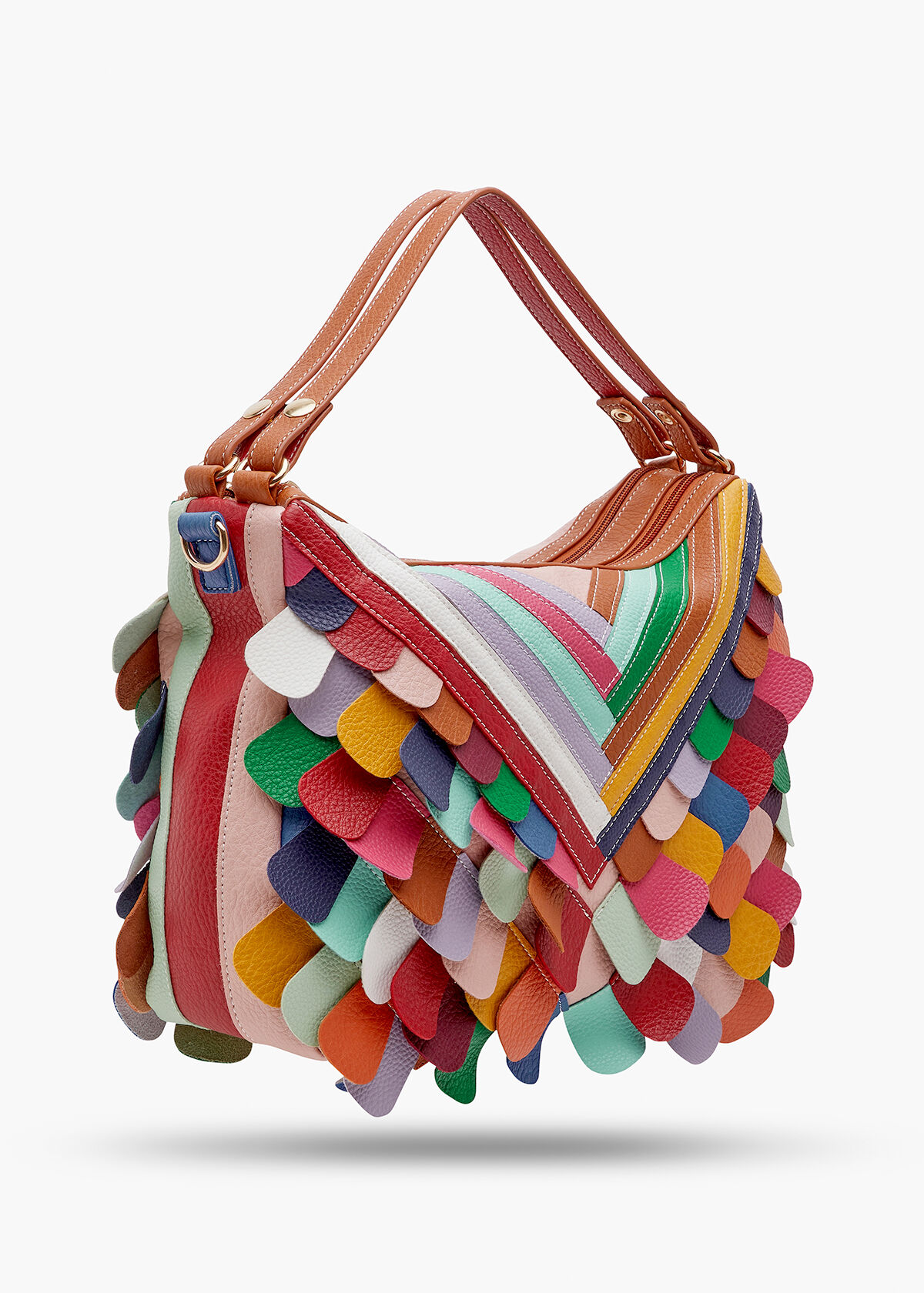 Multi coloured outlet leather patchwork bags
