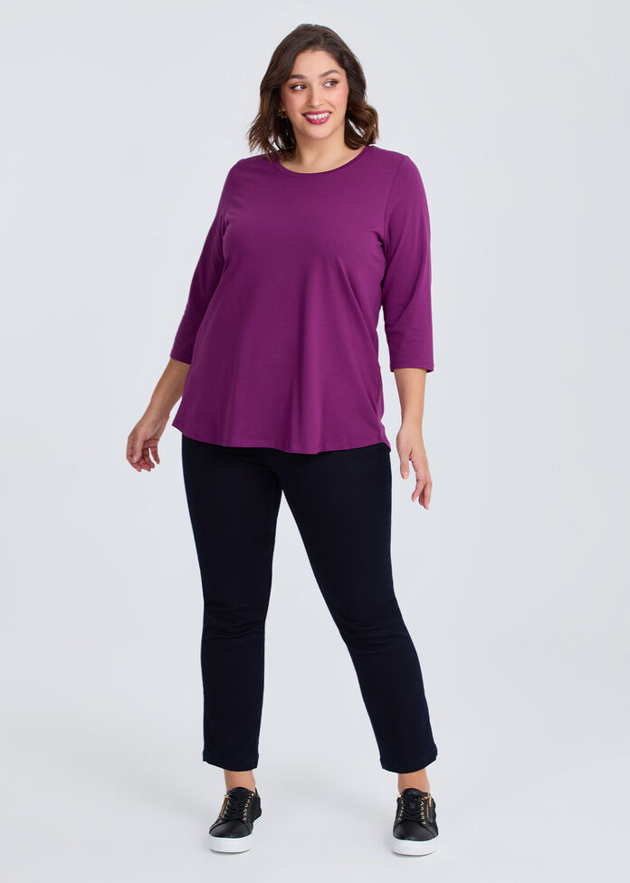 Shop Plus Size Good Earth Australian Cotton 3/4 T-Shirt, Purple