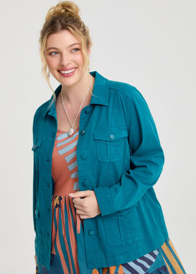 Plus Size Lyocell Blend Casual Jacket