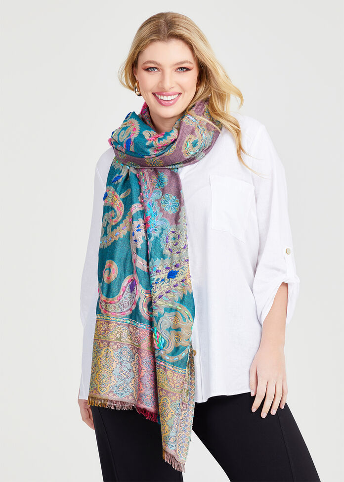Pretty Embroidered Scarf, , hi-res