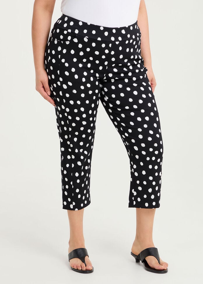 Natural Polka Dot Capri Crop Pant, , hi-res