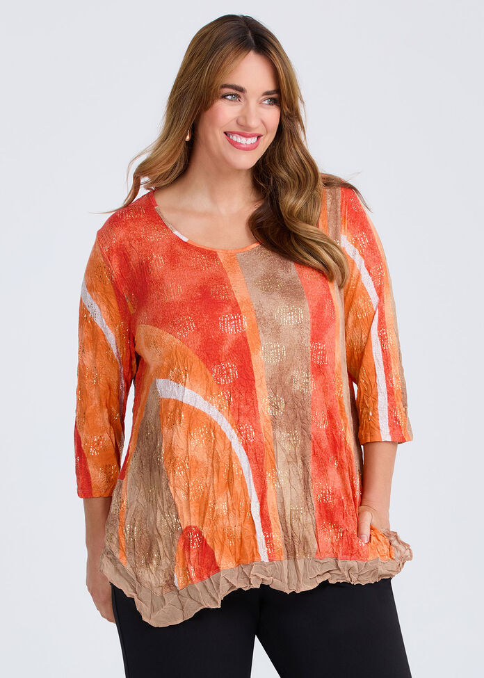 Foil Sunburst Crush Bamboo Top, PRINT, hi-res