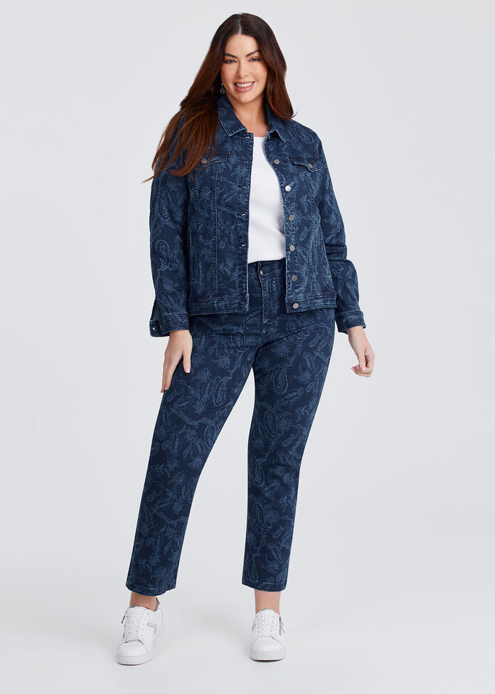 Denim Floral Jacket, , hi-res