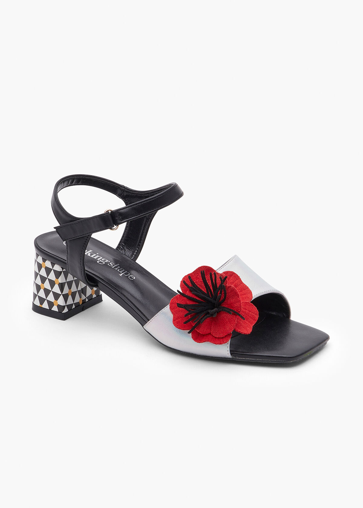 Vintage New Womens Girls Floral Block High Heel Slip on Classic Pumps Shoes  | eBay