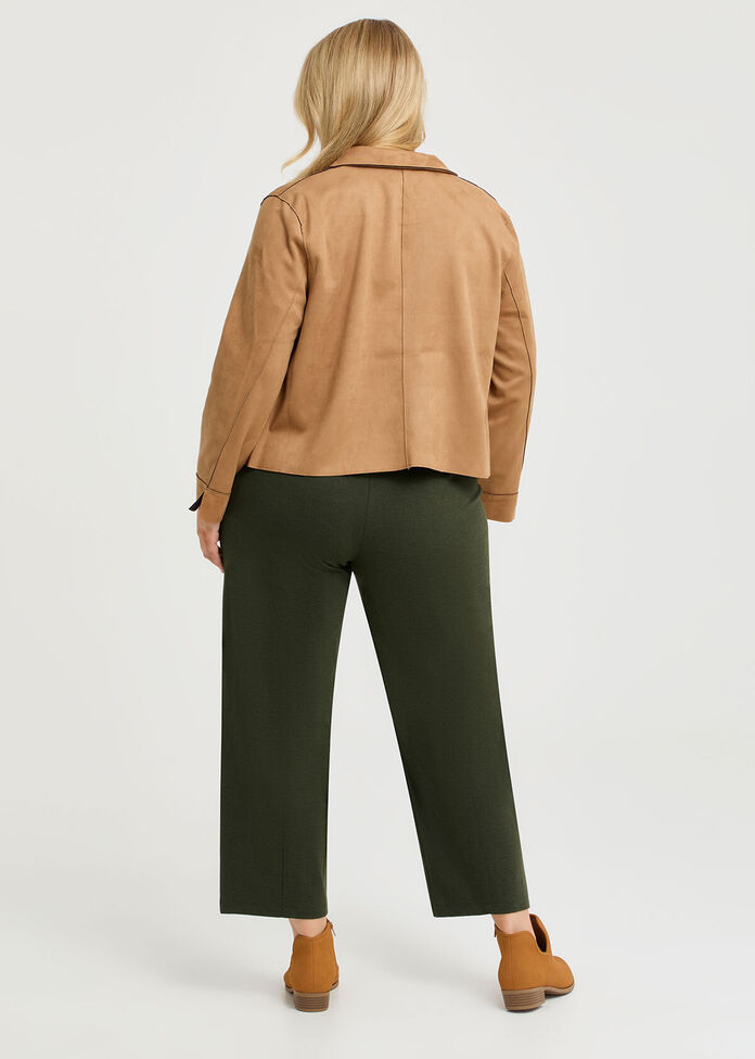 Faux Suede Crop Jacket, , hi-res