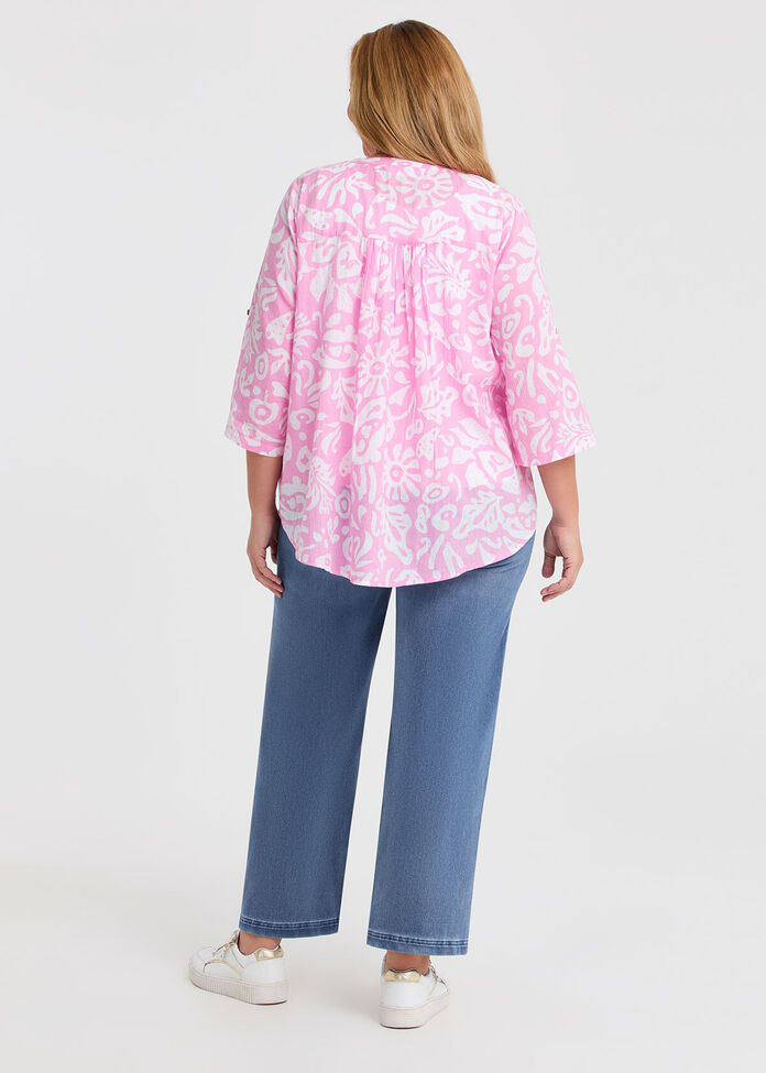 Cotton Batik Print Top, , hi-res