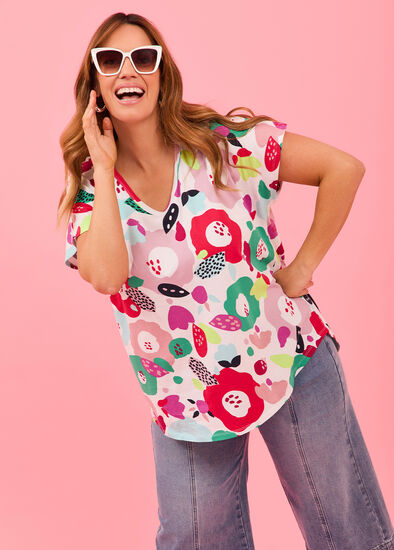 Plus Size Cotton Sorbet Floral T-shirt