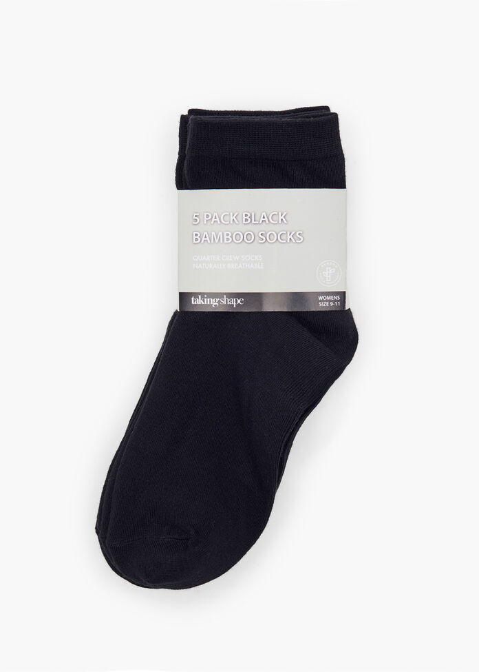 5 Pack Black Bamboo Socks, , hi-res