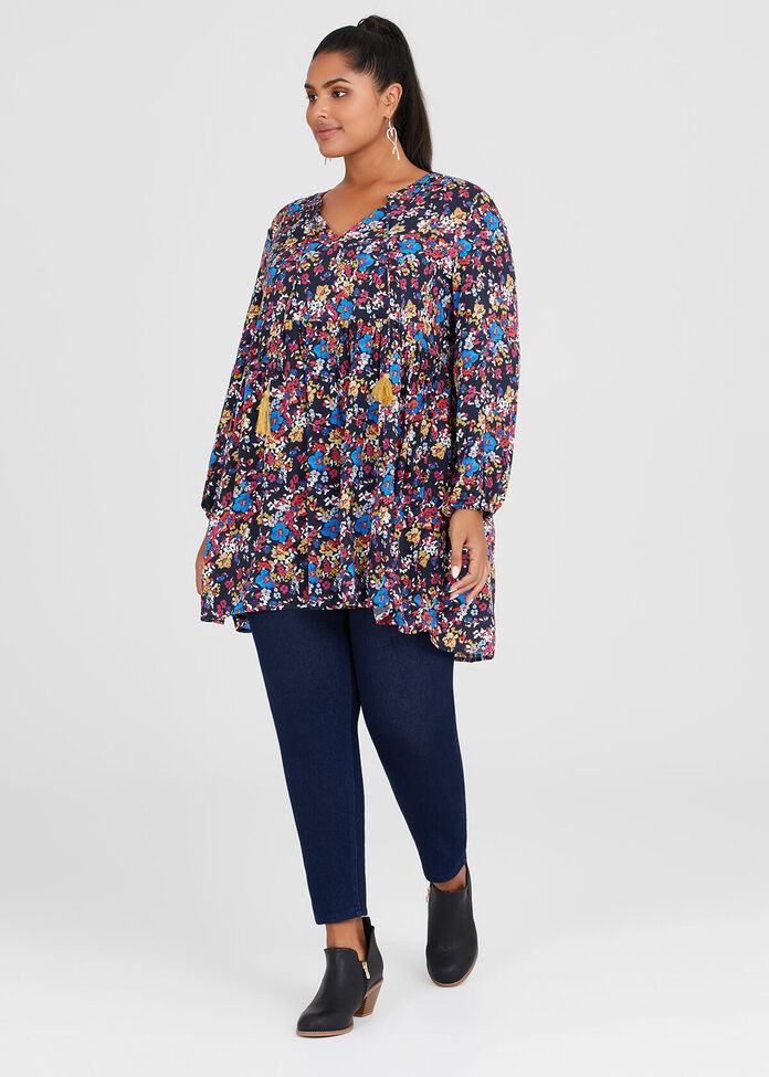 Natural Floral Tunic, , hi-res