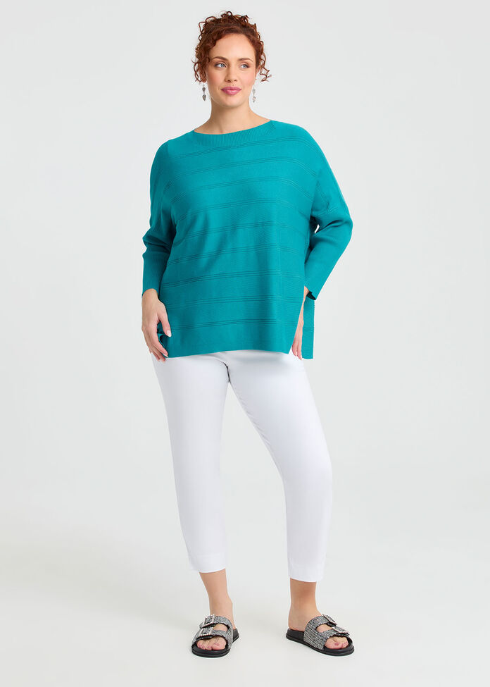 Natural Rib Batwing Jumper, TURQUOISE, hi-res