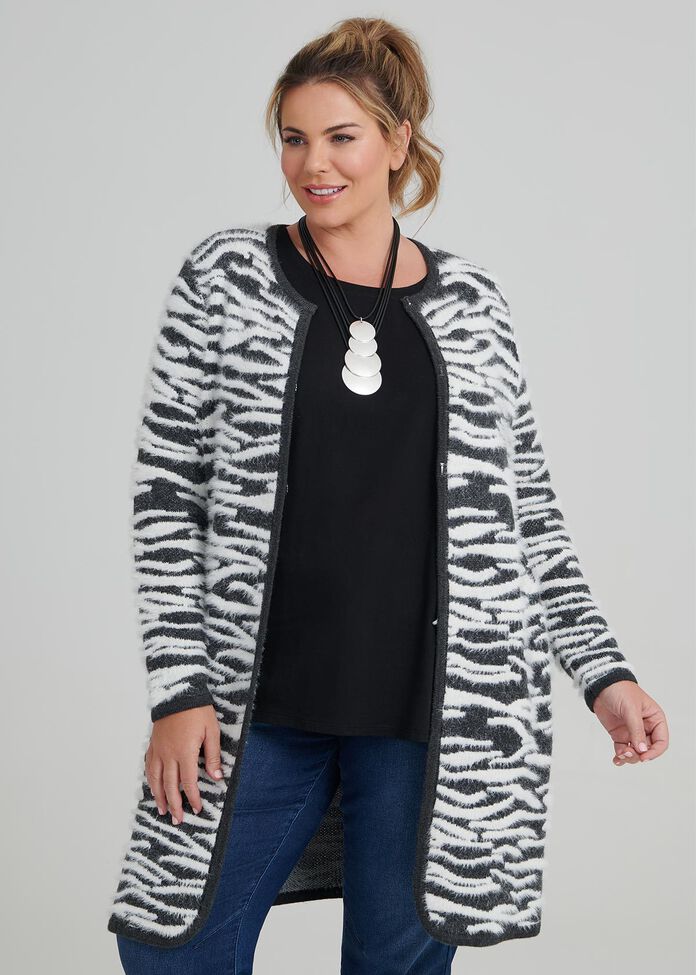 Zebra Instarisa Cardigan in Print, Sizes 12-30 | Taking Shape NZ