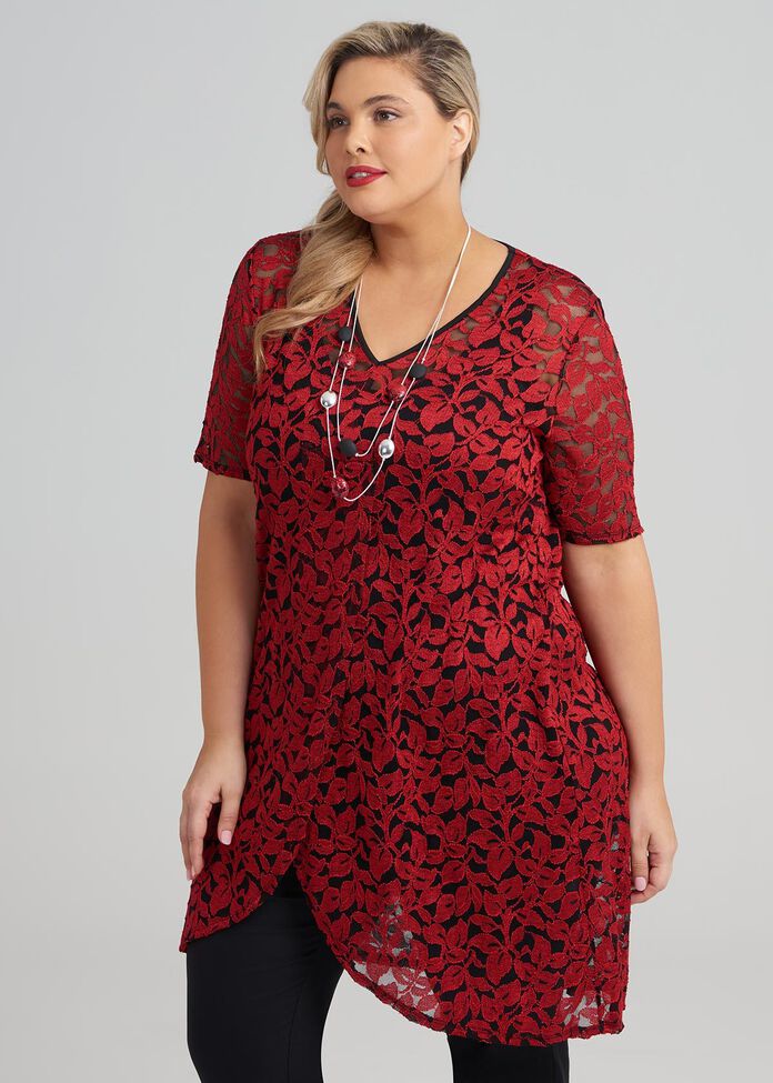 Shop Plus Size Harmony Lace Tunic in Red | Taking Shape AU