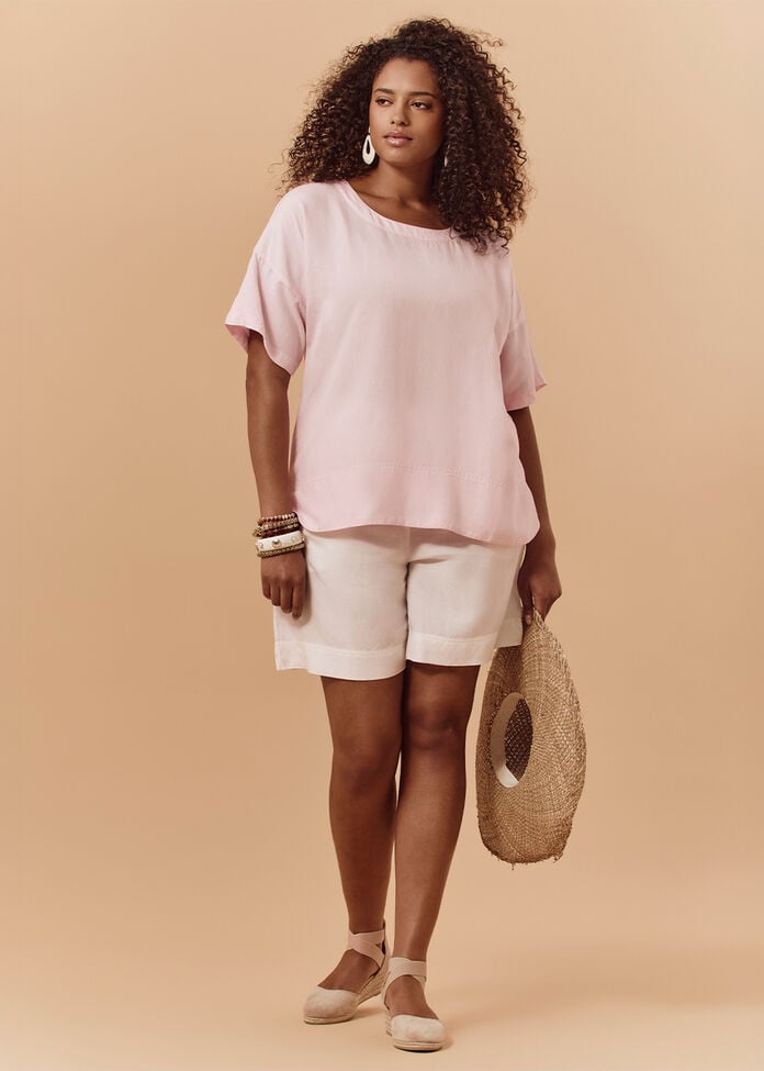 Linen Blend Pull On Short, , hi-res