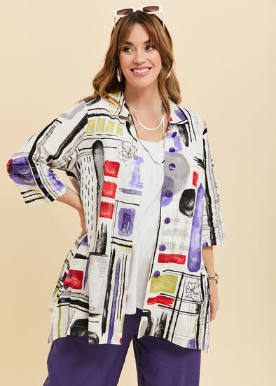Plus Size Check Linen Bamboo Shirt