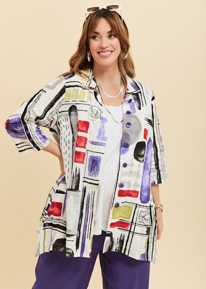Check Linen Bamboo Shirt, , hi-res