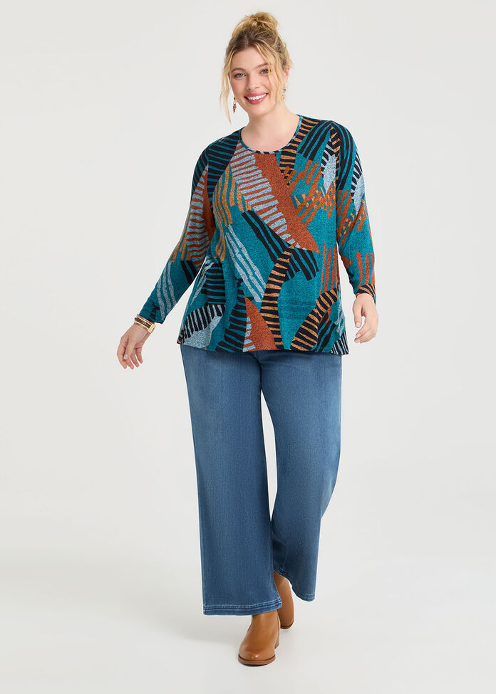Bamboo Cosy Abstract Stripe Top, , hi-res