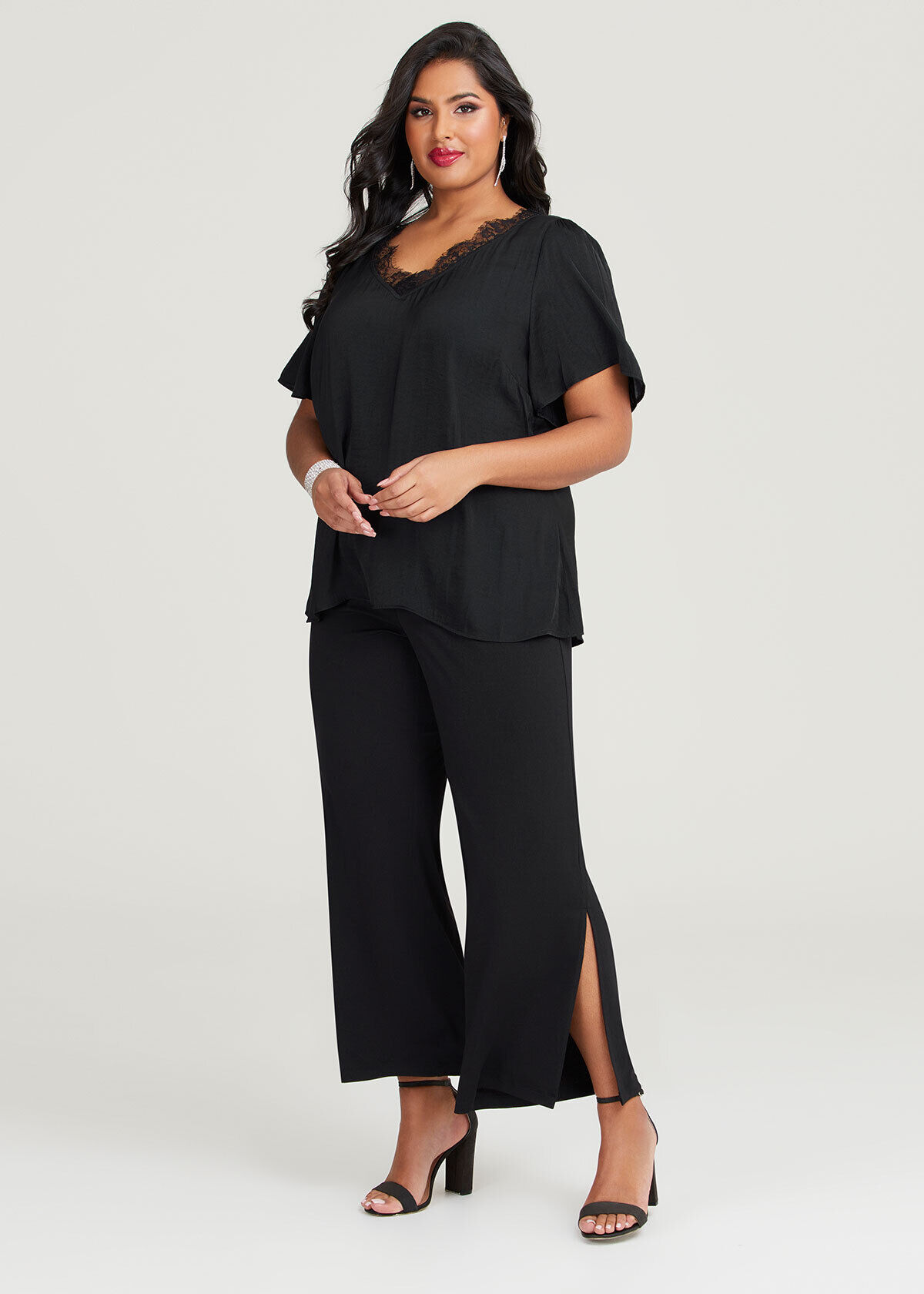 Plus size evening sale pants and tops