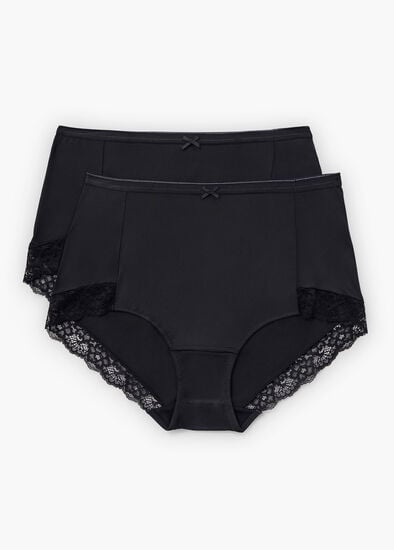 Plus Size 2 Pack Micro Lace Trim Briefs