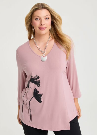 Plus Size Natural Flower Print Top