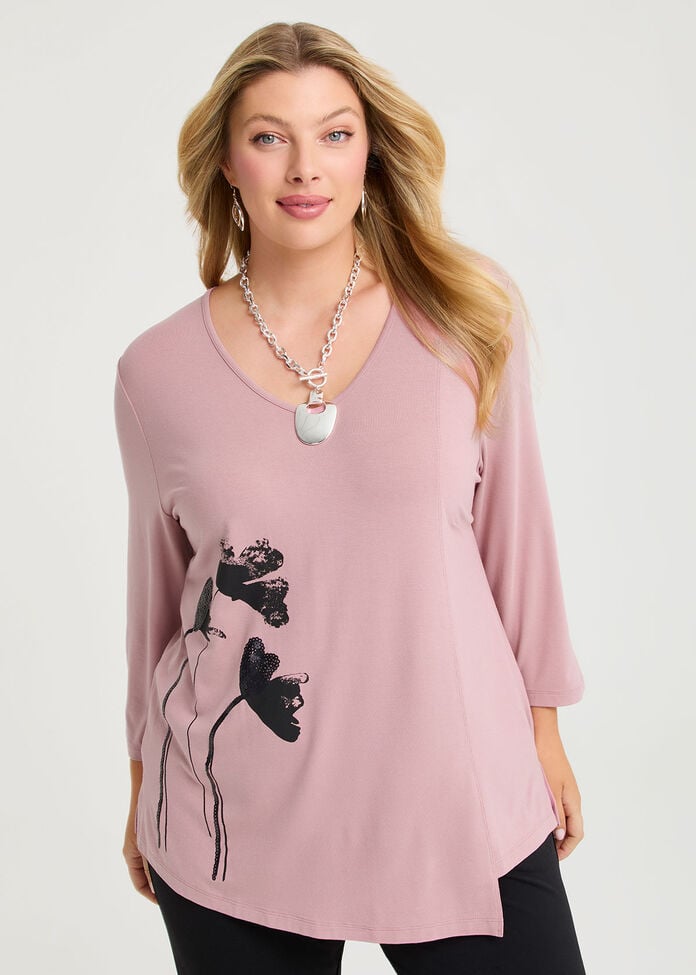 Natural Flower Print Top, , hi-res