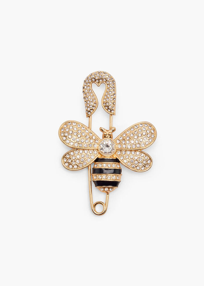 Diamante Bee Pin Brooch, , hi-res
