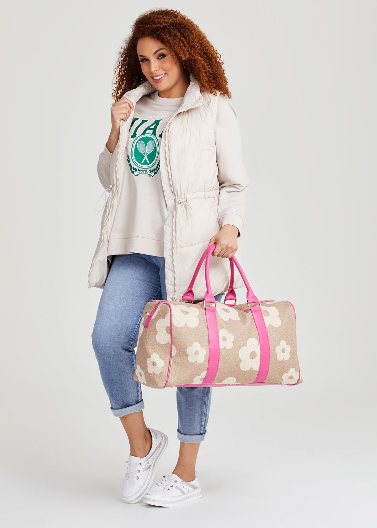 Pink faux fur weekender bag best sale
