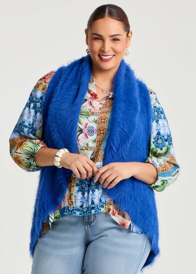 Plus Size Light Fuzzy Cascading Vest