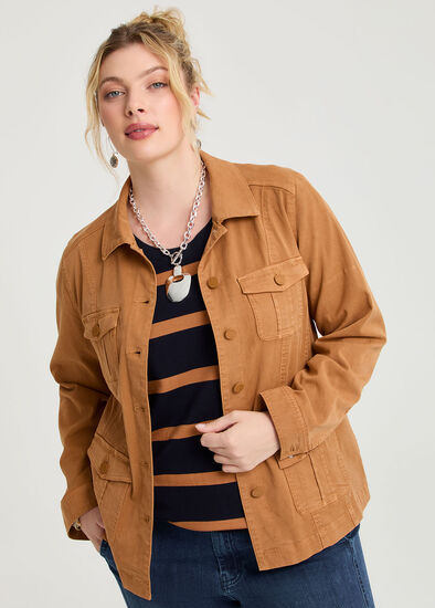 Plus Size Lyocell Blend Casual Jacket