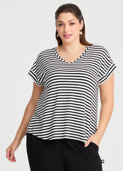 Plus Size Natural Del Sol Stripe Top