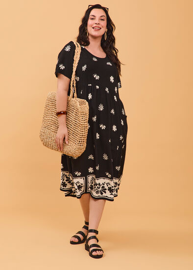 Plus Size Natural Pocket Midi Dress