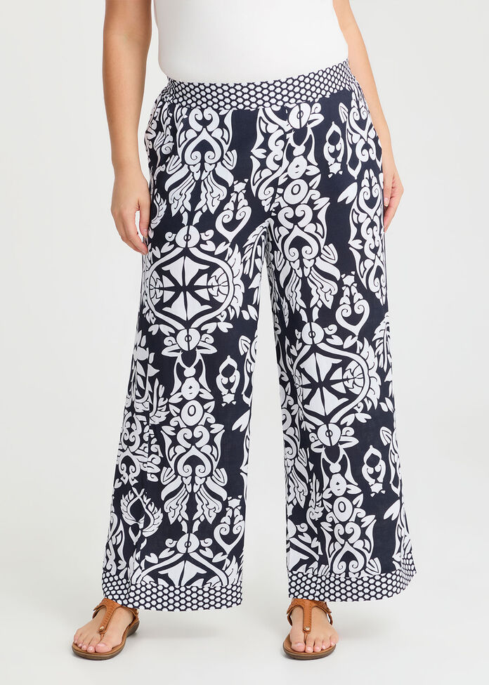 Nevis Rococo Wide Leg Pant, NAVY/WHITE, hi-res
