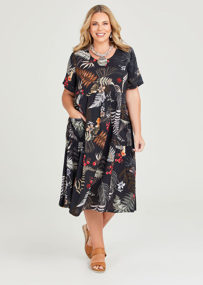 Natural Toucan Print Dress, , hi-res