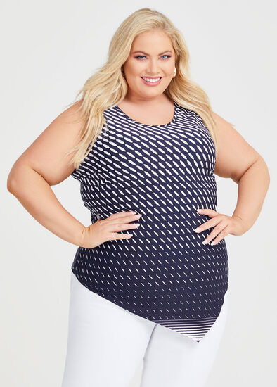Plus Size Printed Mix Media Tank
