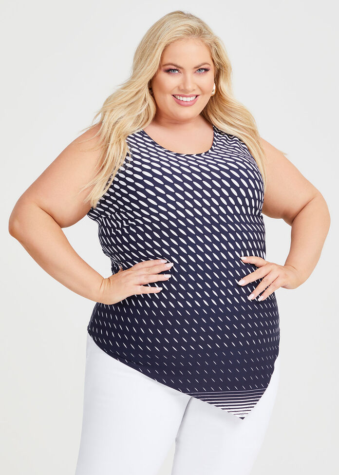 Printed Mix Media Tank, NAVY/MULTI, hi-res